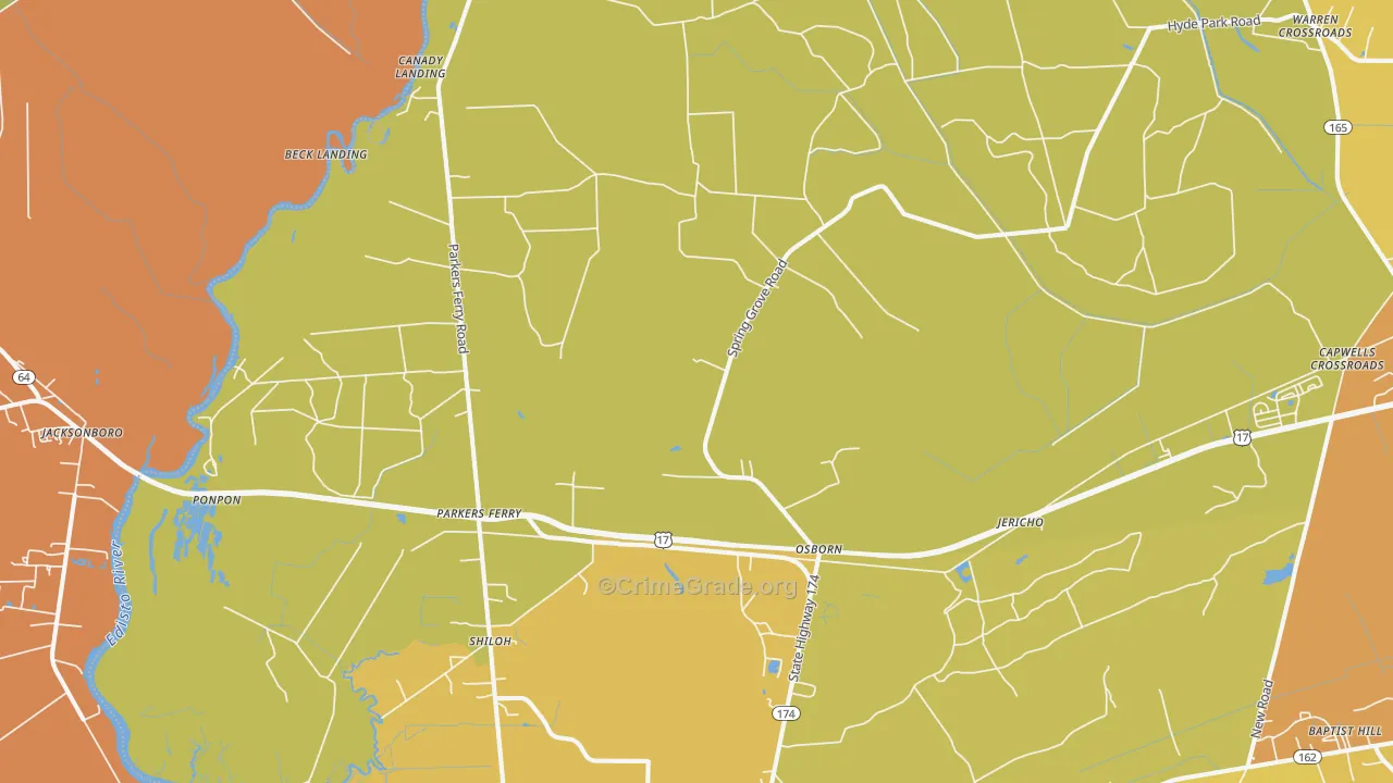 Adams Run, SC Map of Vehicle Theft Rates