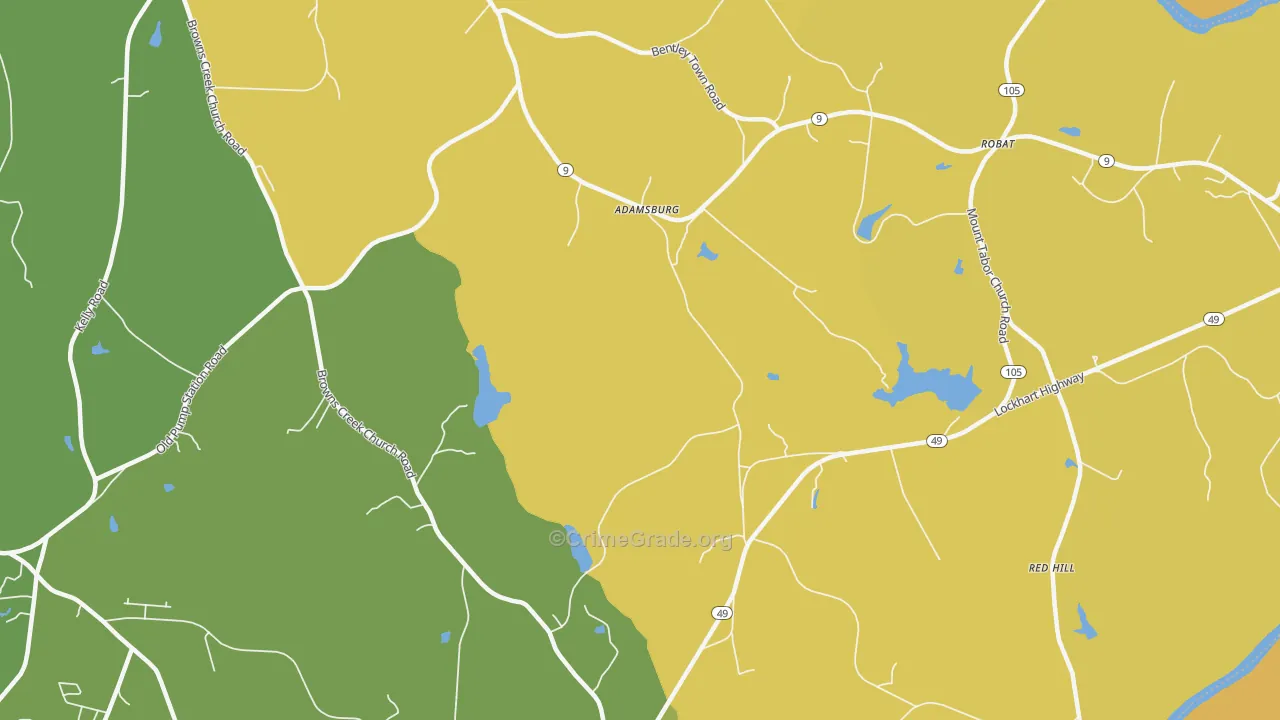 Adamsburg, SC Map of Vehicle Theft Rates