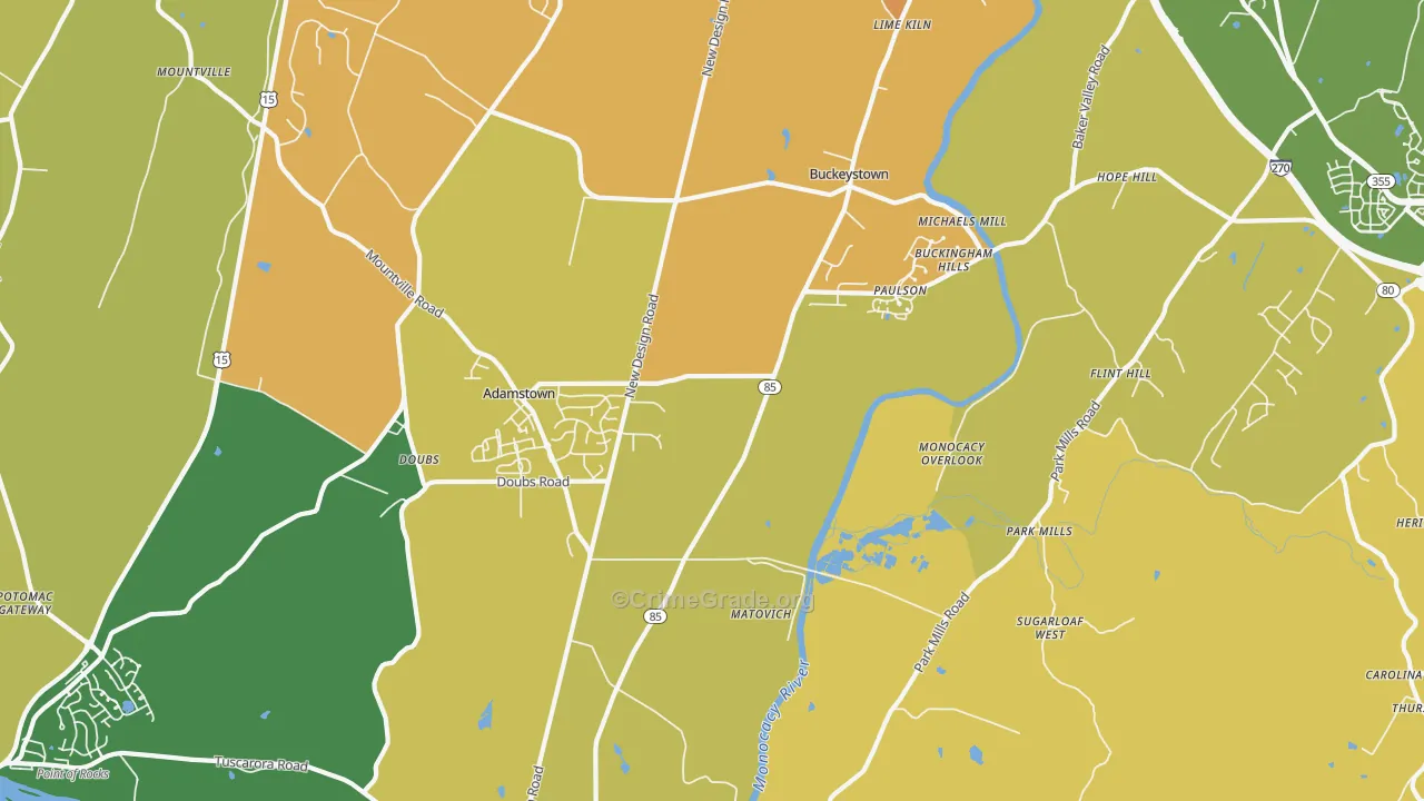 Adamstown, MD Map of Vehicle Theft Rates