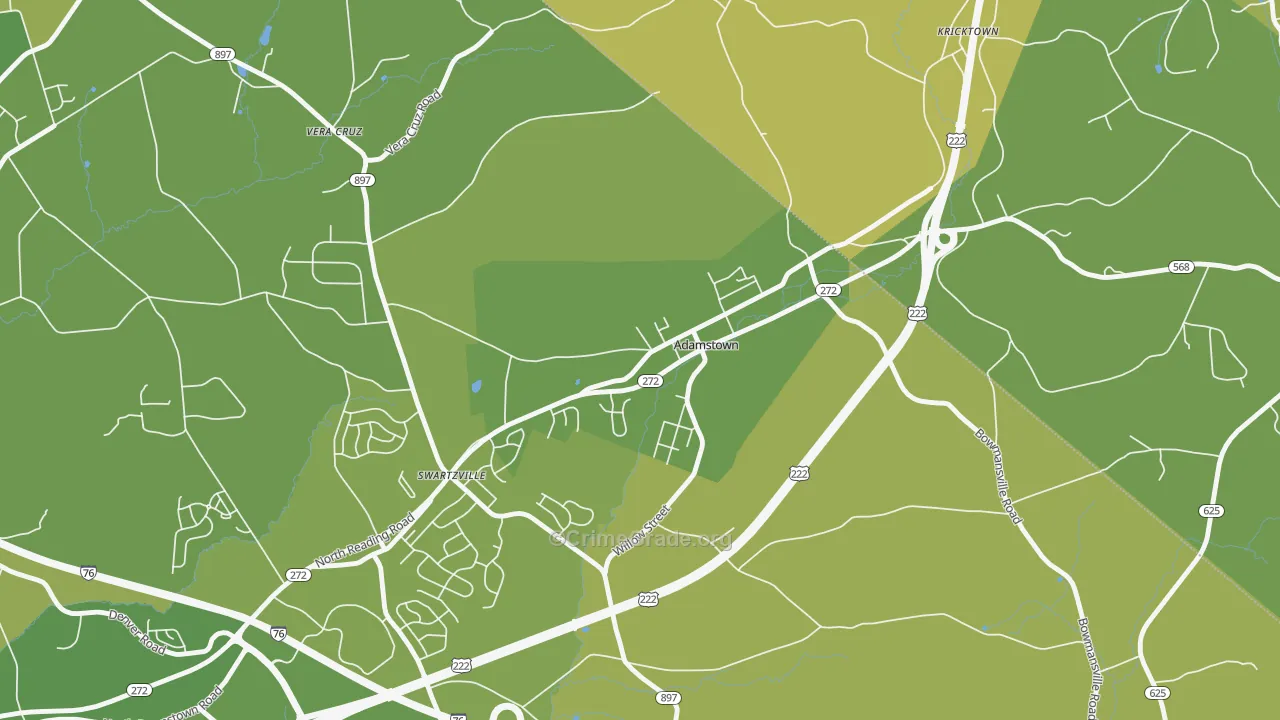Adamstown, PA Map of Vehicle Theft Rates