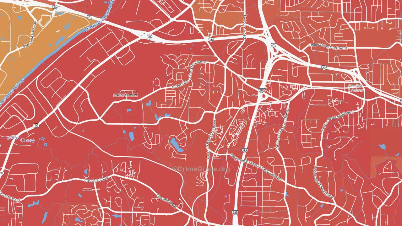 Adamsville, Atlanta, GA Map of Vehicle Theft Rates
