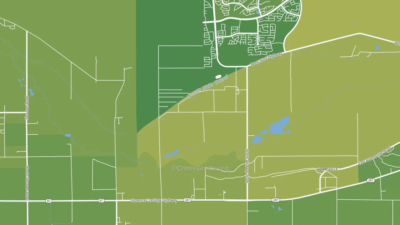 Adamsville, AZ Map of Vehicle Theft Rates