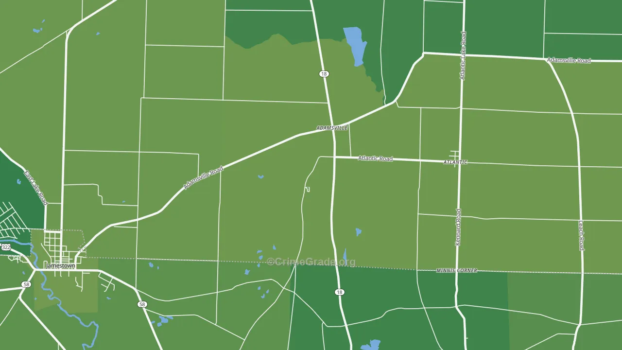 Adamsville, PA Map of Vehicle Theft Rates