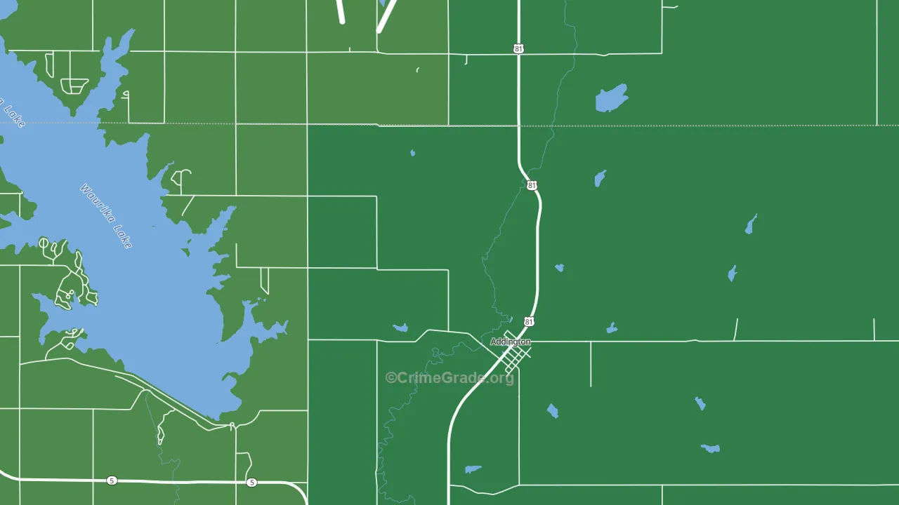 Addington, OK Map of Vehicle Theft Rates