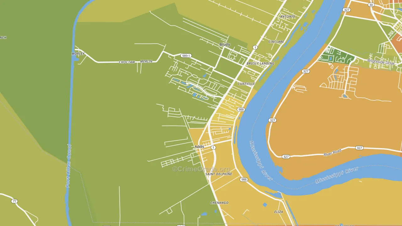 Addis, LA Map of Vehicle Theft Rates
