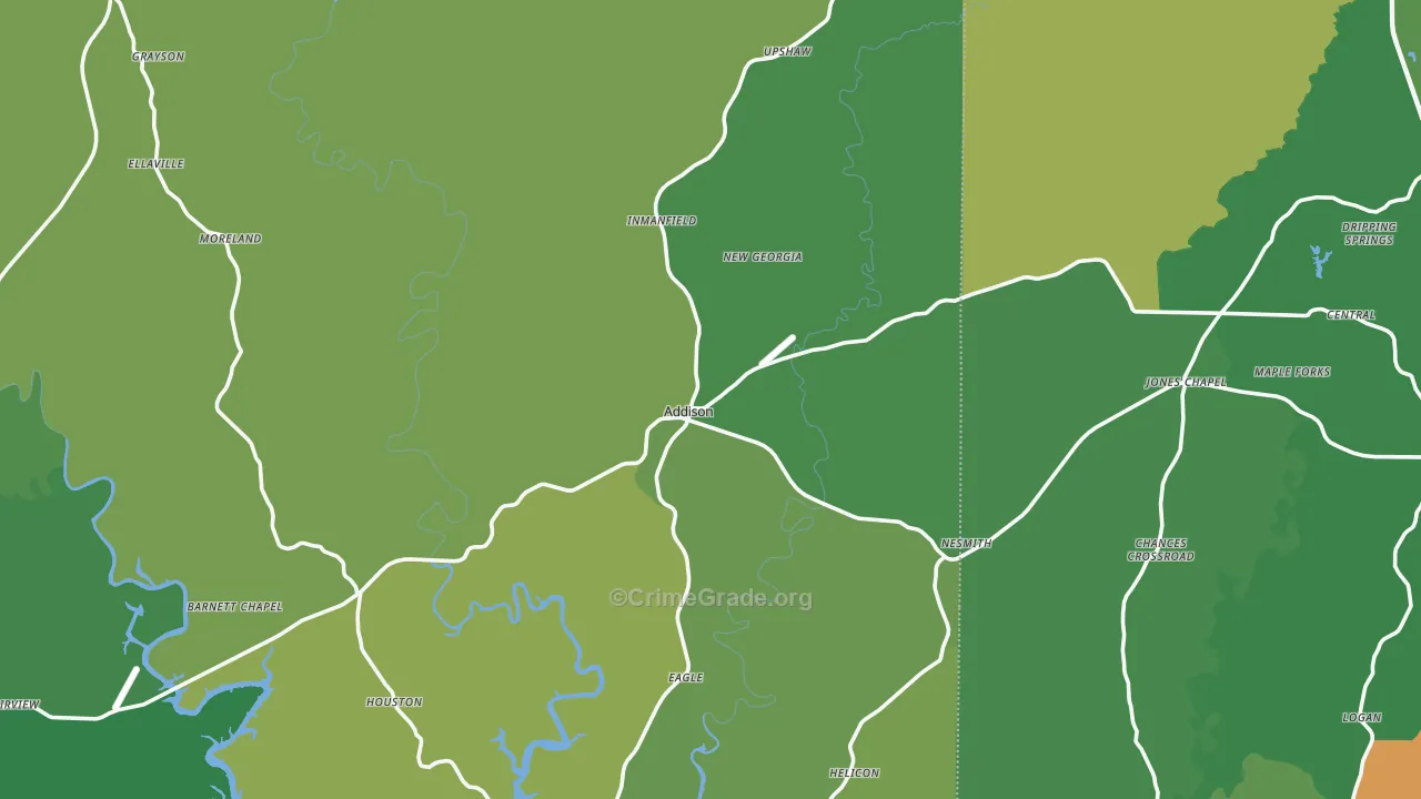 Addison, AL Map of Vehicle Theft Rates