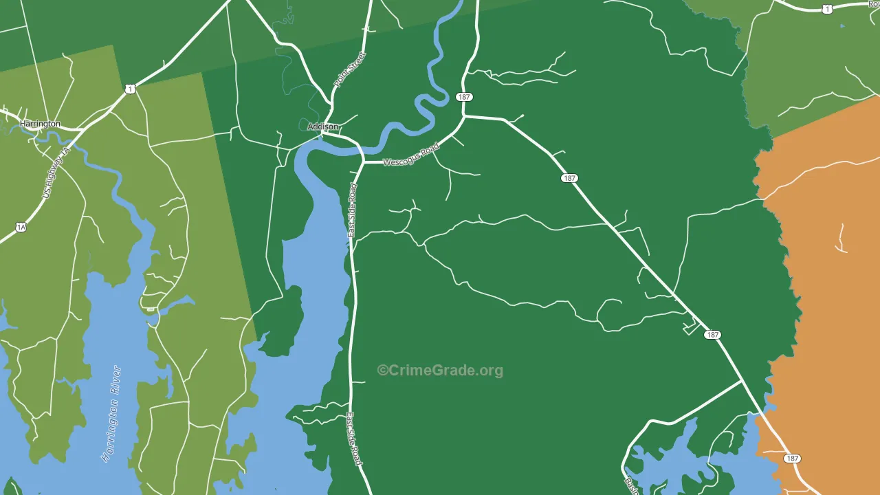 Addison, ME Map of Vehicle Theft Rates
