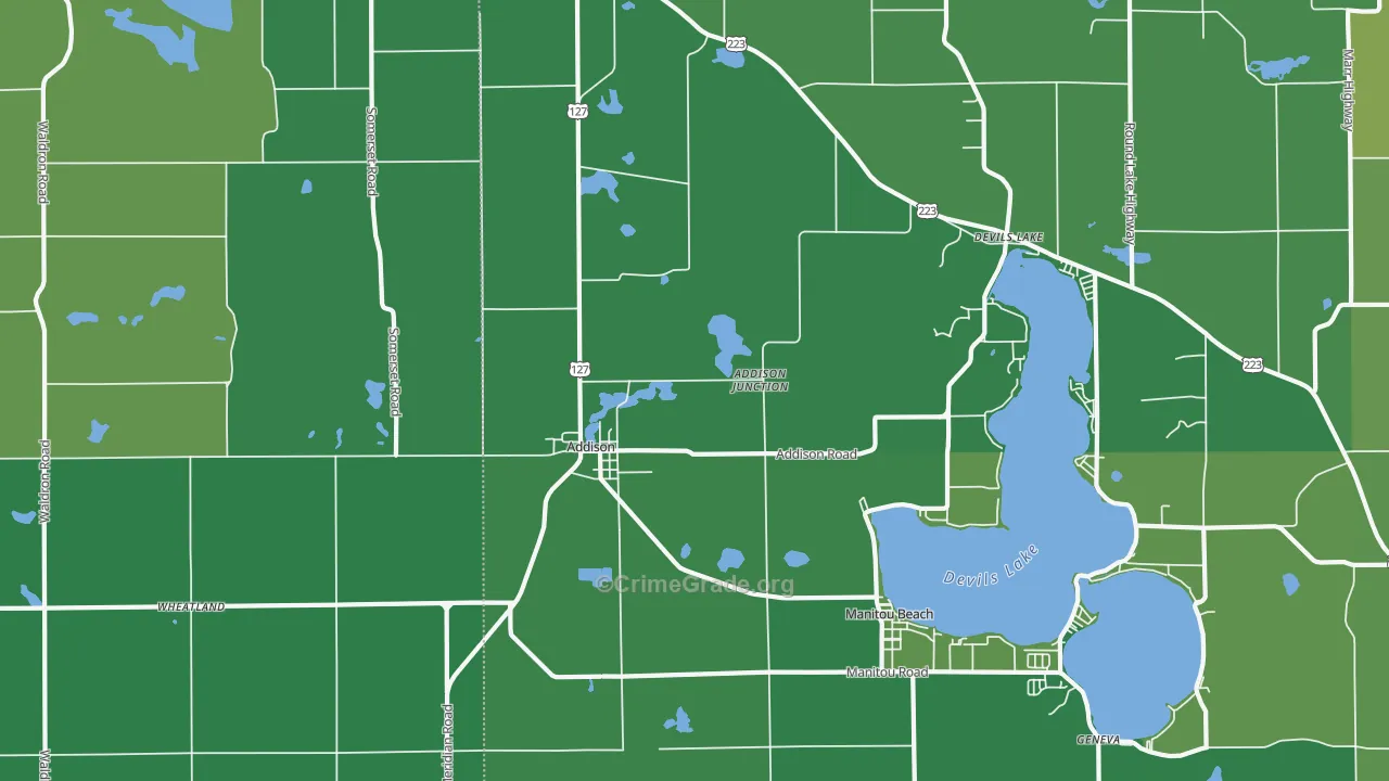 Addison, MI Map of Vehicle Theft Rates
