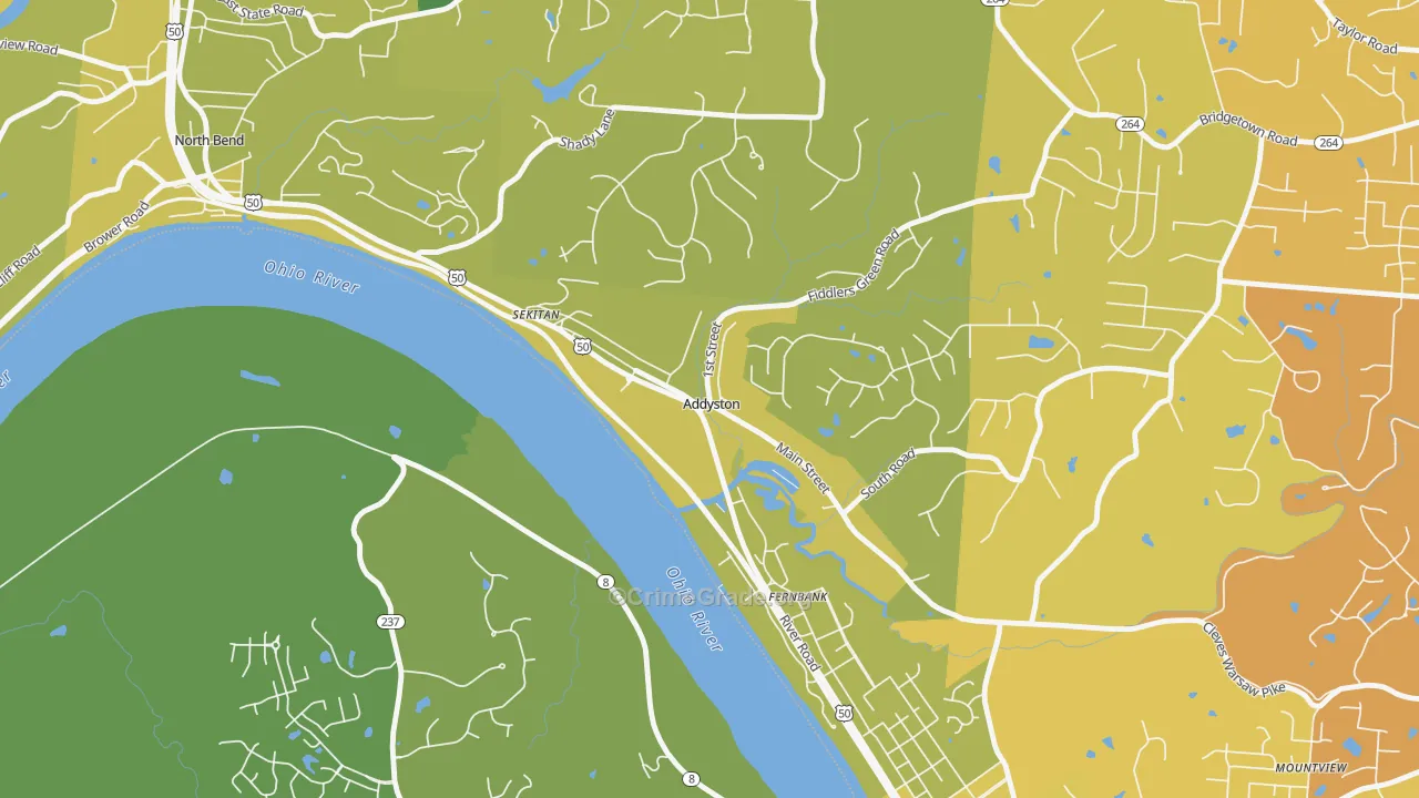 Addyston, OH Map of Vehicle Theft Rates