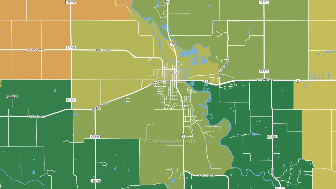 Adel, IA Map of Vehicle Theft Rates