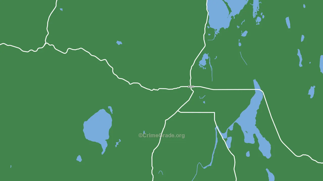 Adel, OR Map of Vehicle Theft Rates