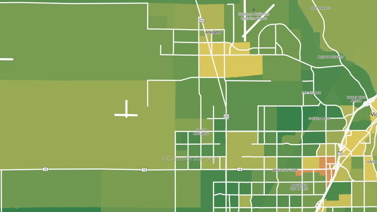 Adelanto, CA Map of Vehicle Theft Rates