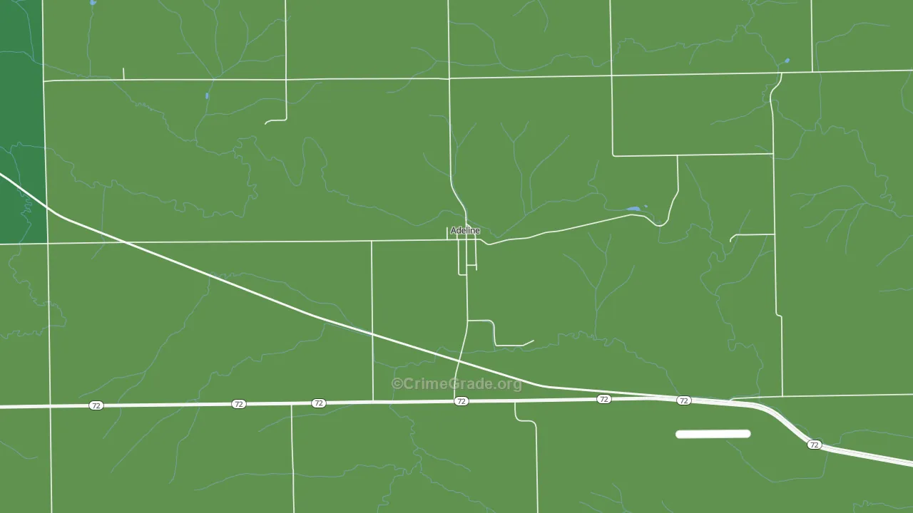 Adeline, IL Map of Vehicle Theft Rates