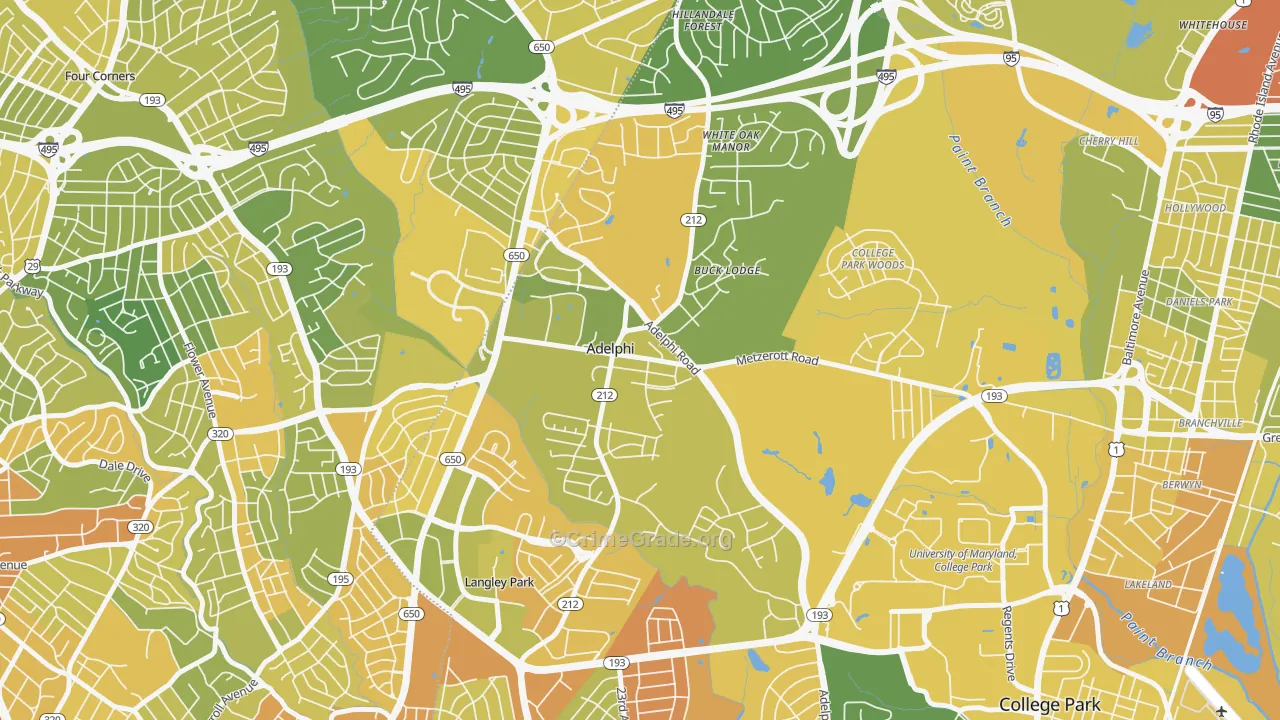 Adelphi, MD Map of Vehicle Theft Rates
