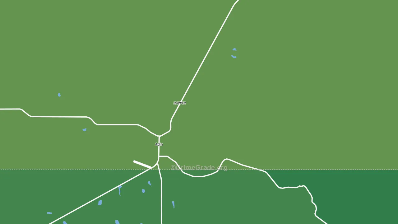 Adin, CA Map of Vehicle Theft Rates