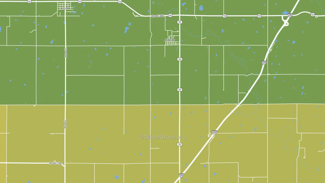 Admire, KS Map of Vehicle Theft Rates