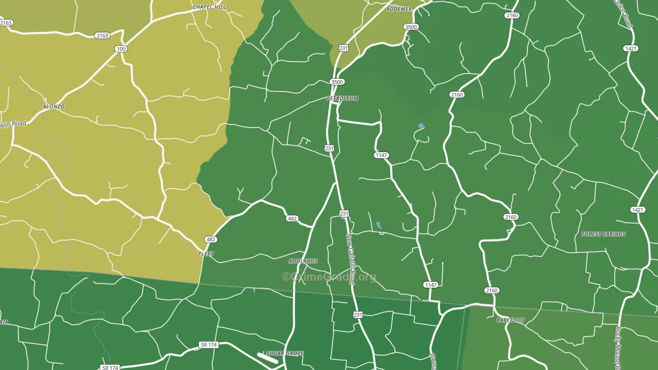 Adolphus, KY Map of Vehicle Theft Rates