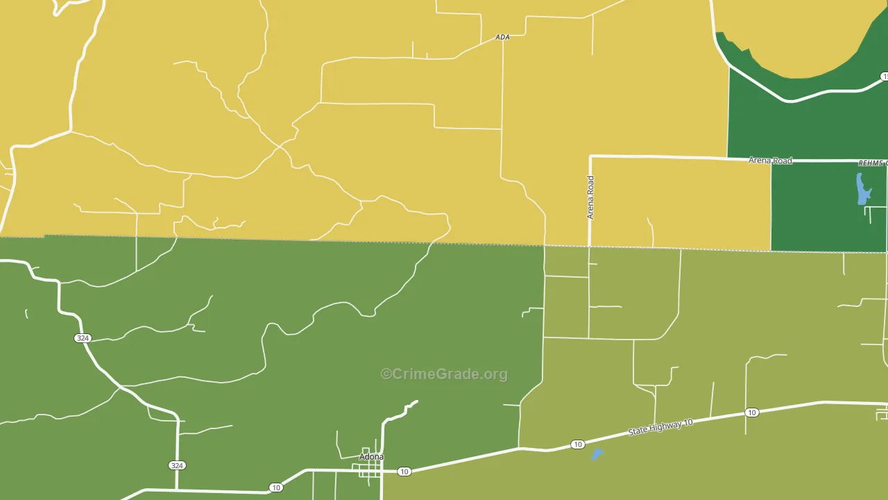 Adona, AR Map of Vehicle Theft Rates