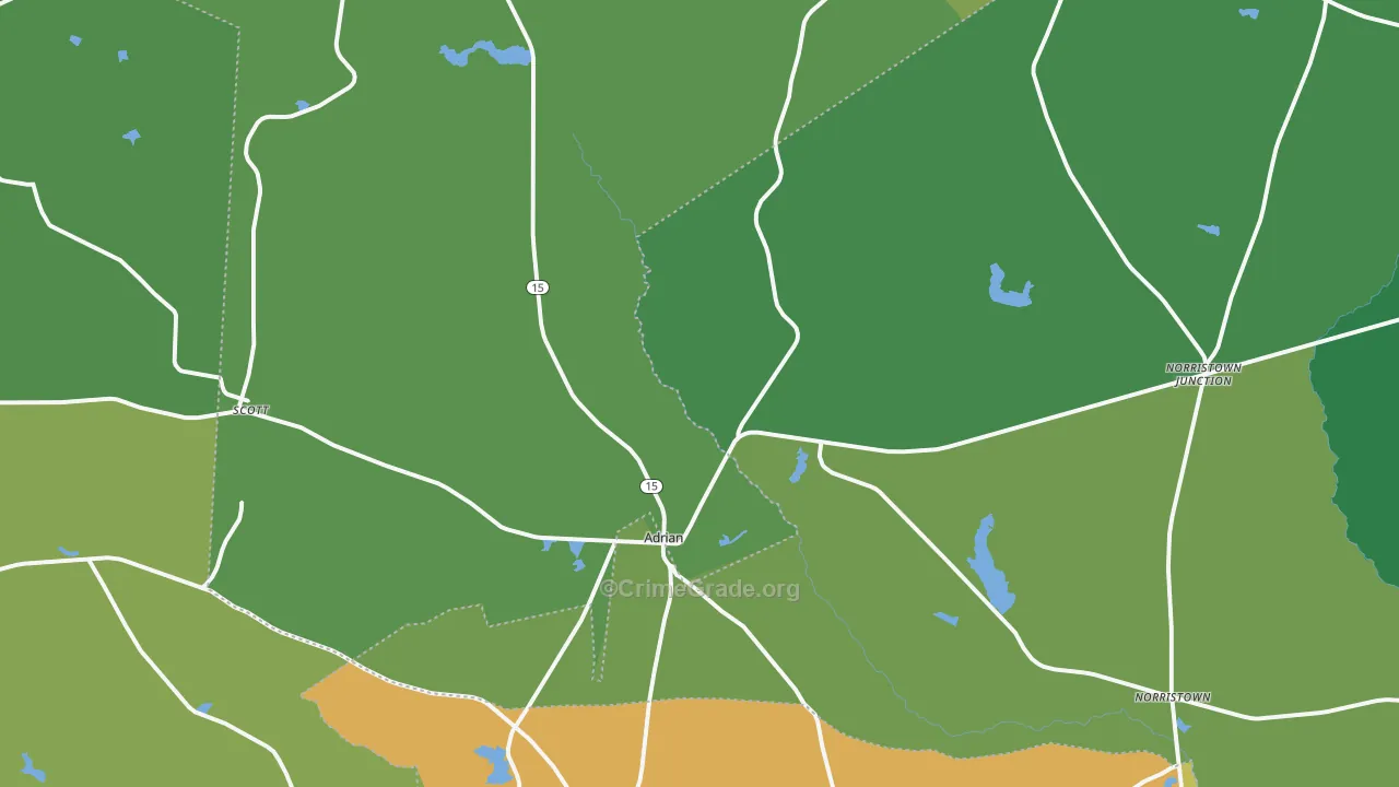 Adrian, GA Map of Vehicle Theft Rates