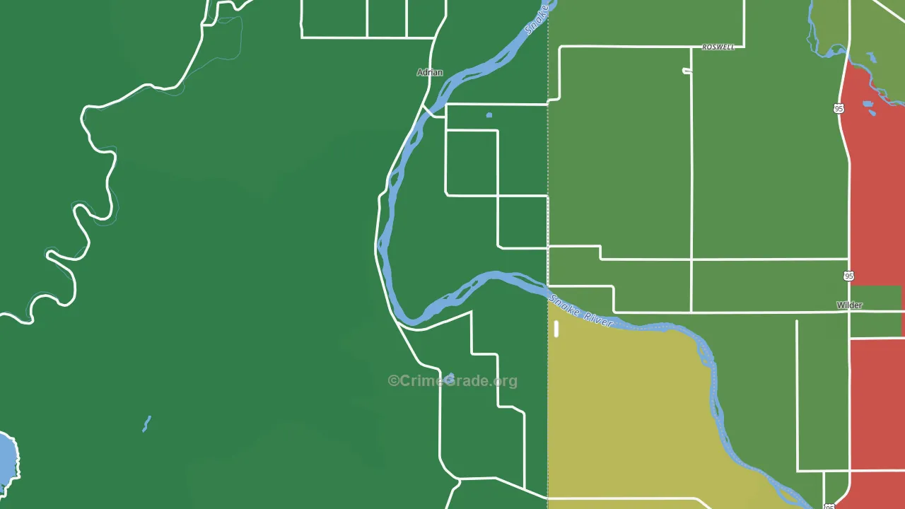 Adrian, OR Map of Vehicle Theft Rates