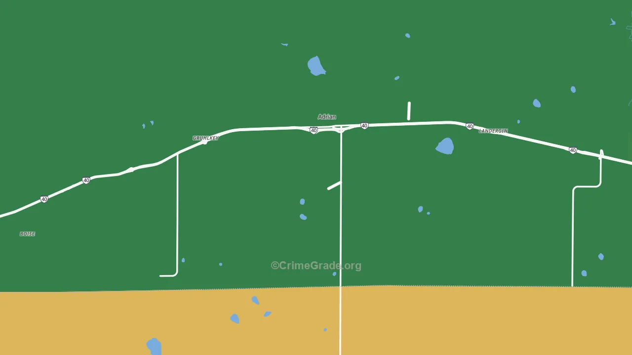 Adrian, TX Map of Vehicle Theft Rates