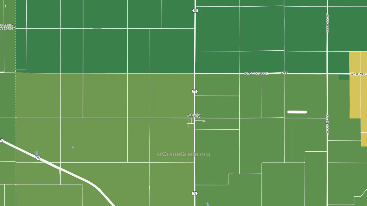 Advance, IN Map of Vehicle Theft Rates