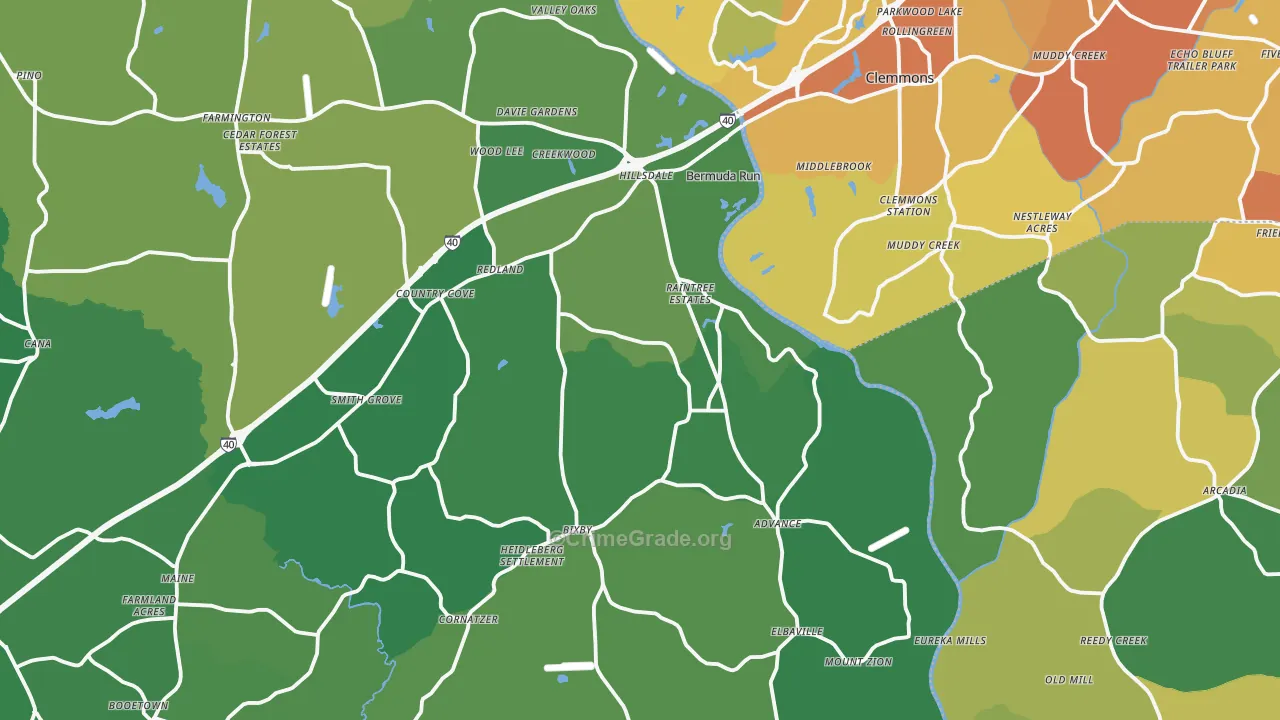 Advance, NC Map of Vehicle Theft Rates