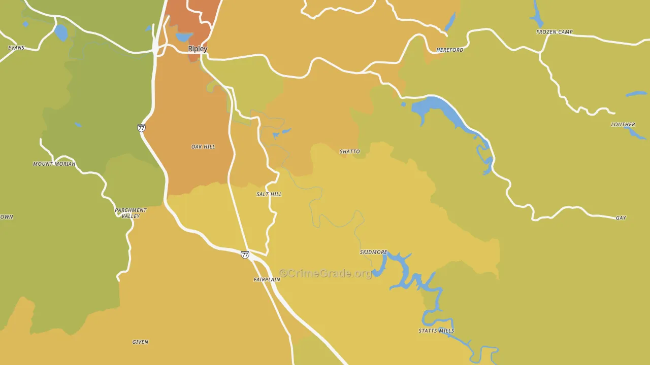 Advent, WV Map of Vehicle Theft Rates