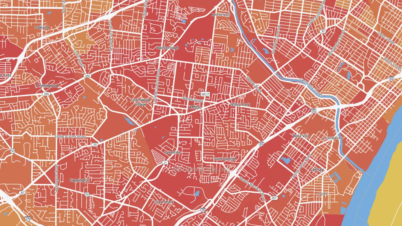 Affton, MO Map of Vehicle Theft Rates