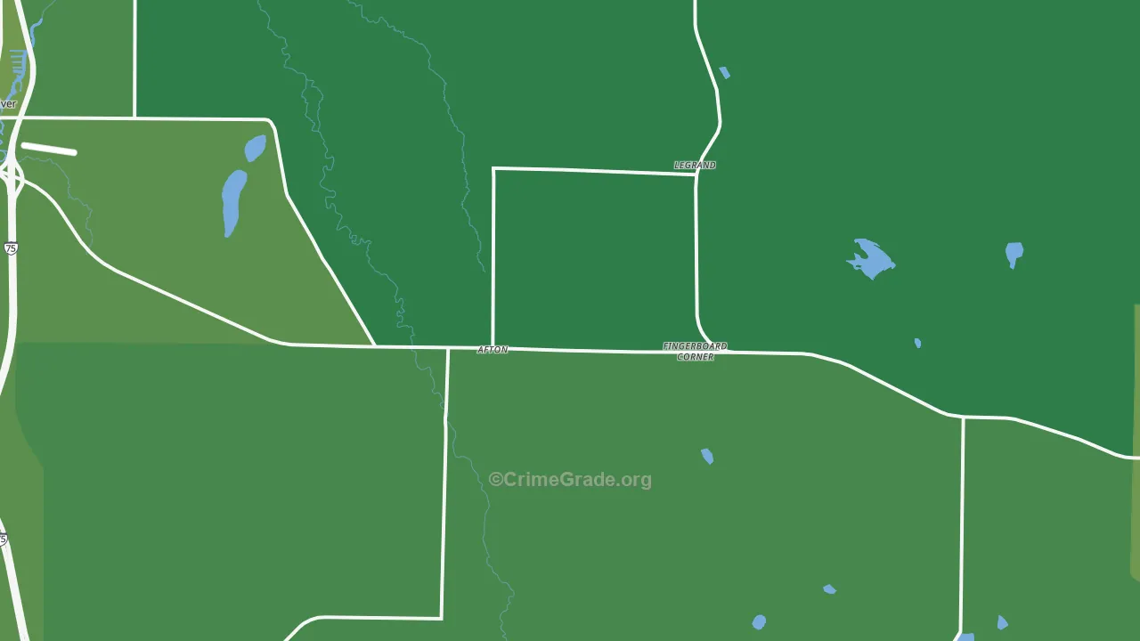 Afton, MI Map of Vehicle Theft Rates