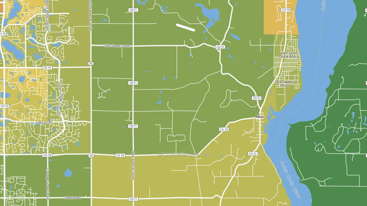Afton, MN Map of Vehicle Theft Rates