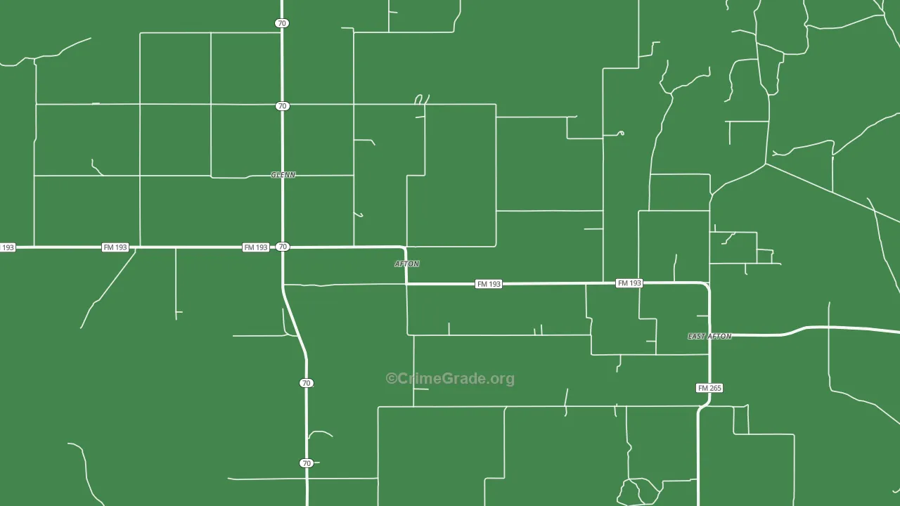 Afton, TX Map of Vehicle Theft Rates