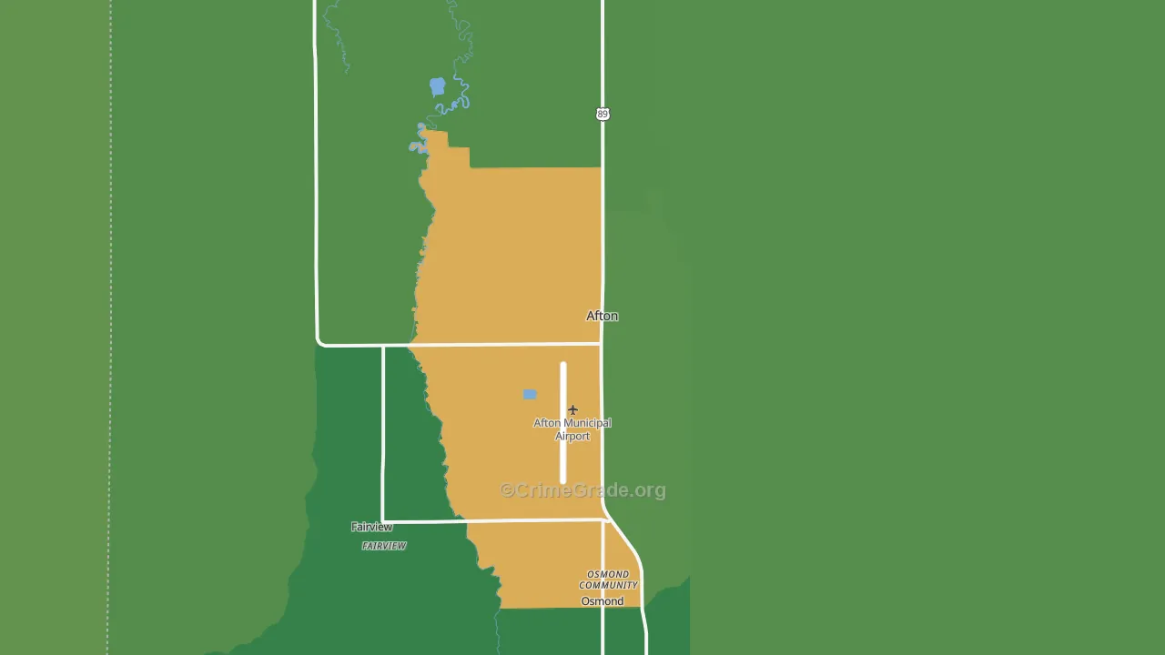 Afton, WY Map of Vehicle Theft Rates