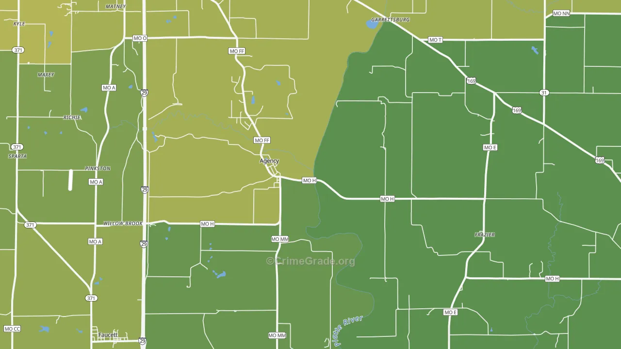 Agency, MO Map of Vehicle Theft Rates