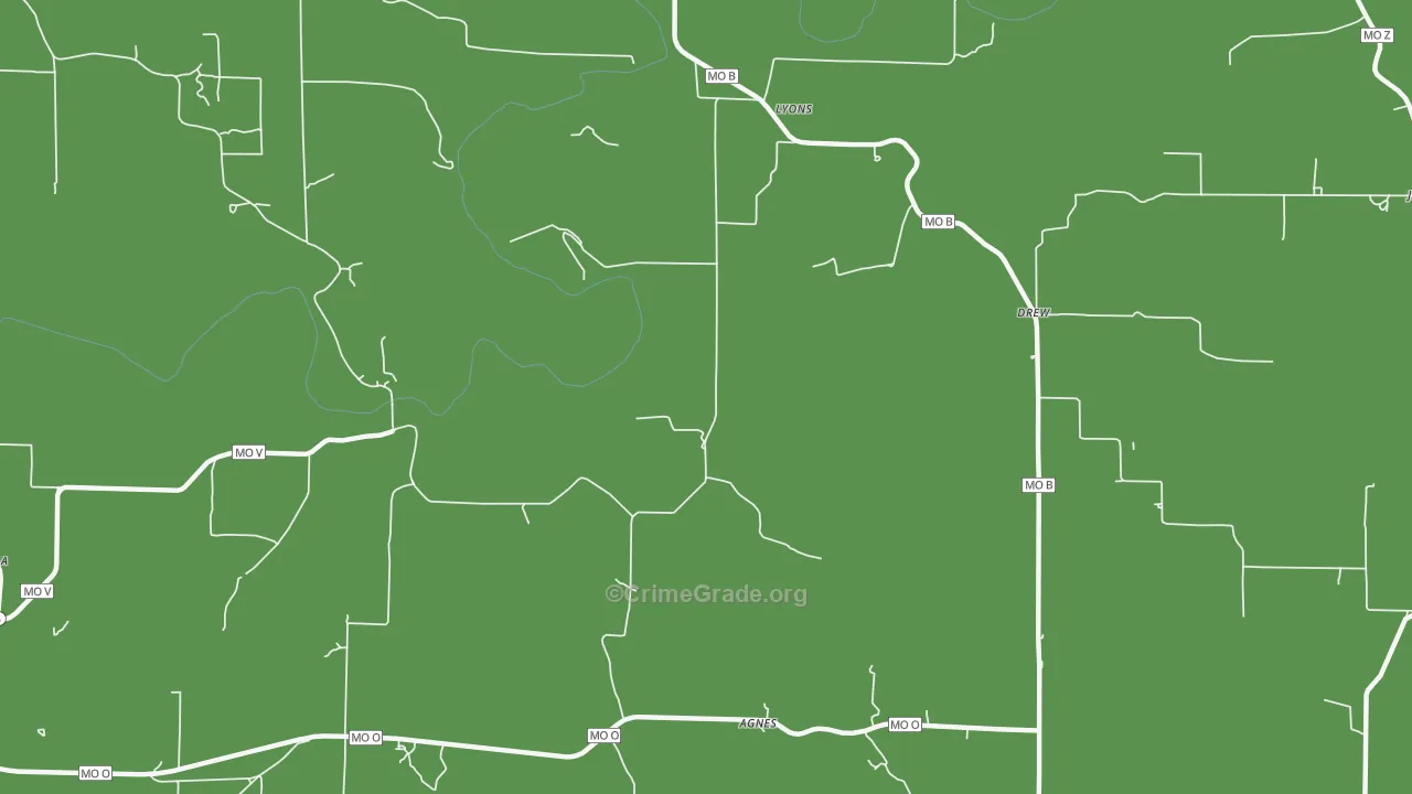 Agnes, MO Map of Vehicle Theft Rates