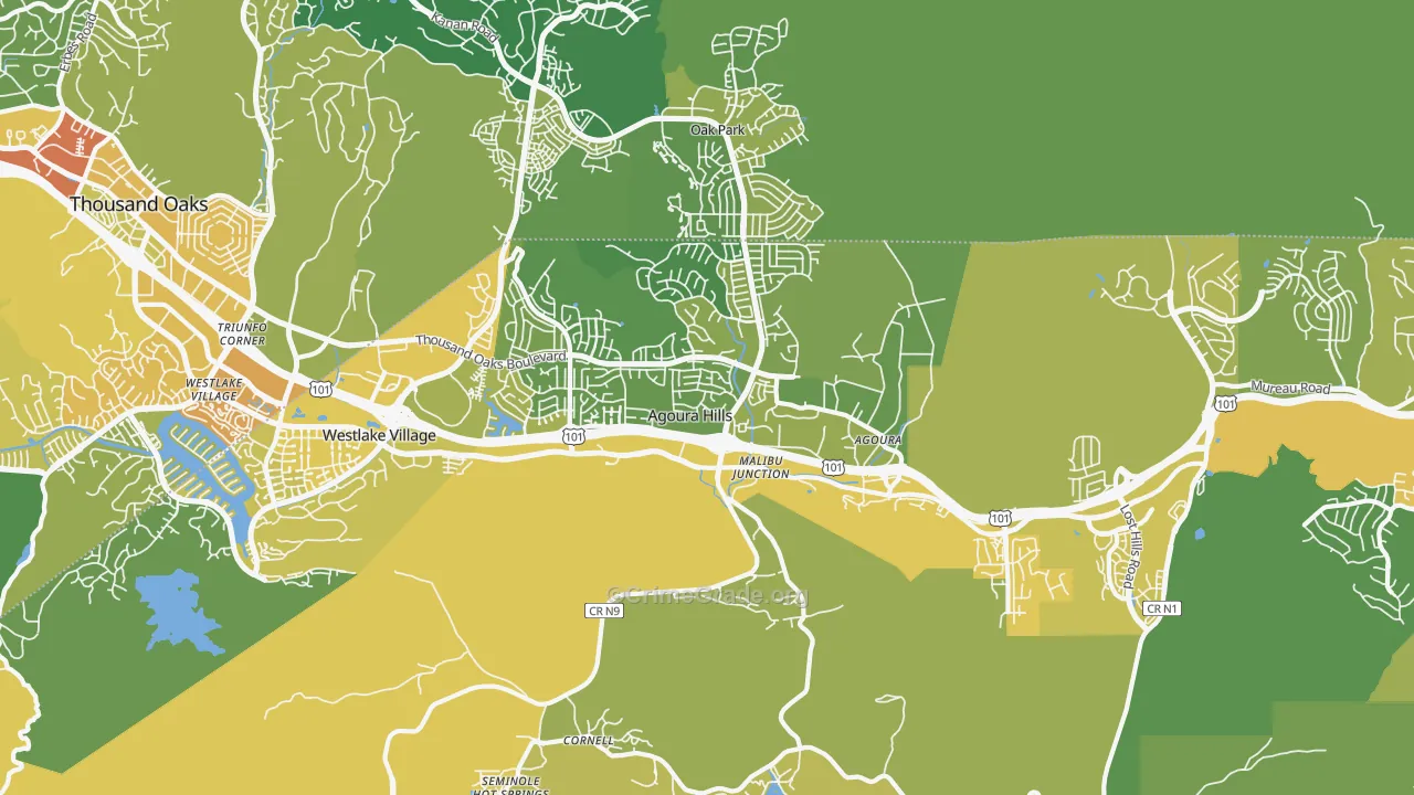 Agoura Hills, CA Map of Vehicle Theft Rates