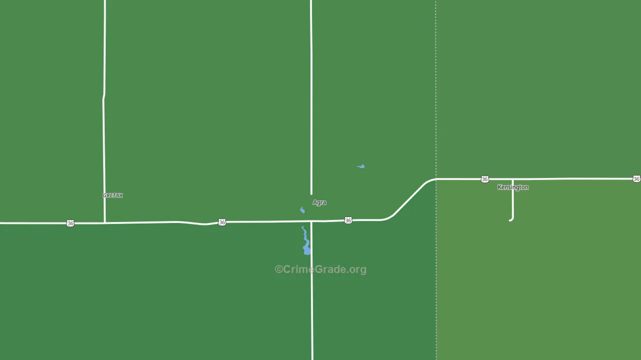 Agra, KS Map of Vehicle Theft Rates