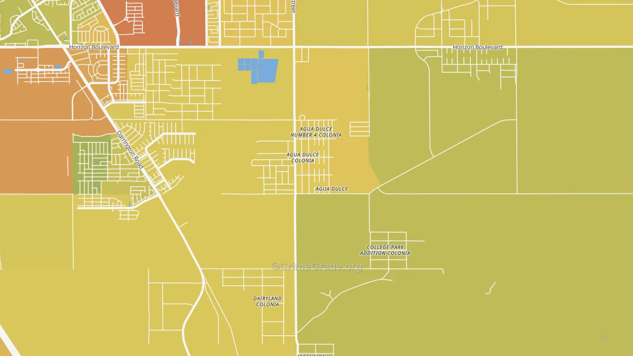 Agua Dulce, El Paso, TX Map of Vehicle Theft Rates