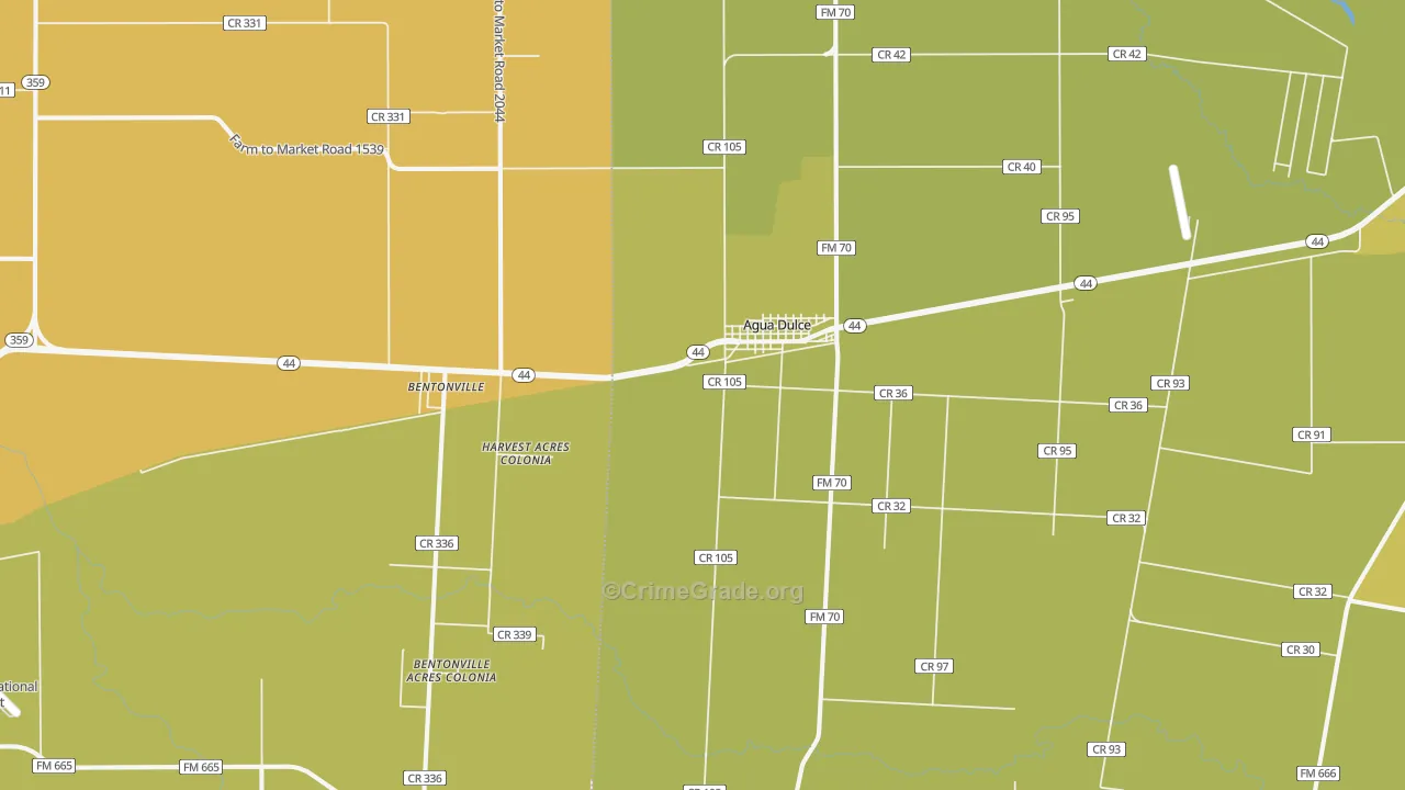 Agua Dulce, TX Map of Vehicle Theft Rates