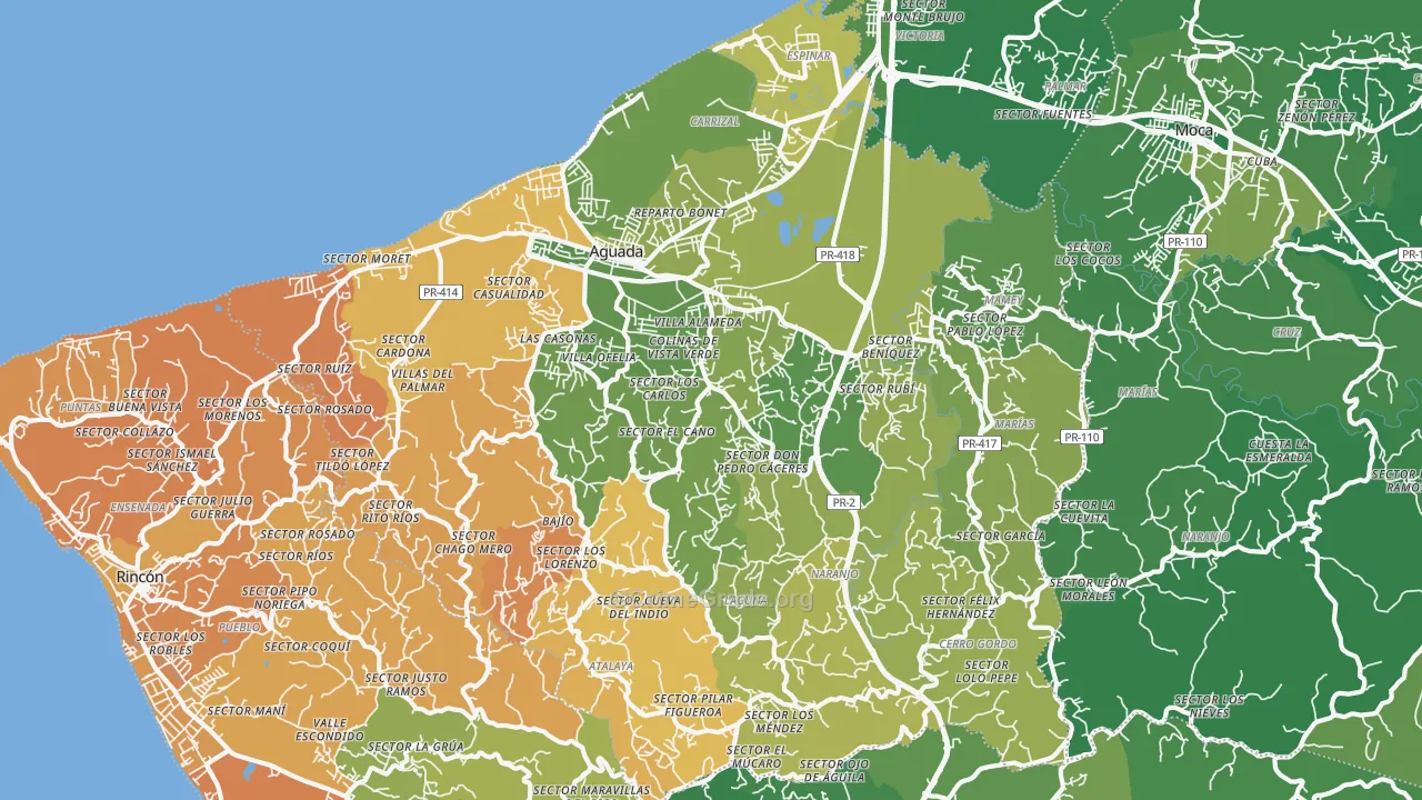 Aguada Municipio, PR Map of Vehicle Theft Rates
