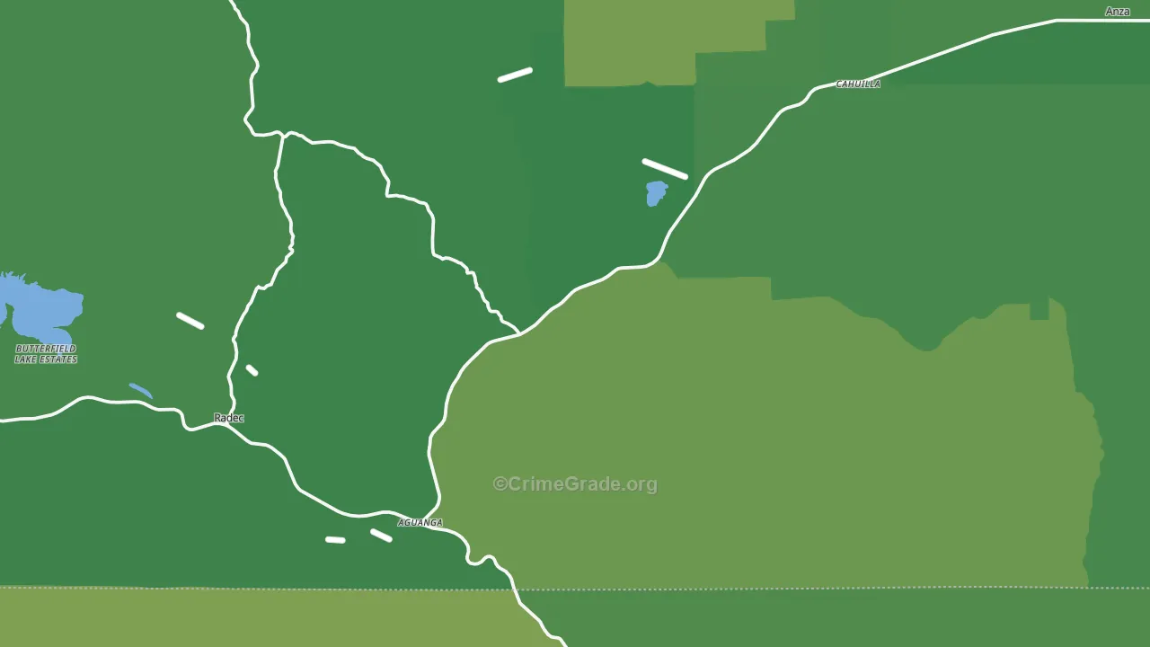 Aguanga, CA Map of Vehicle Theft Rates