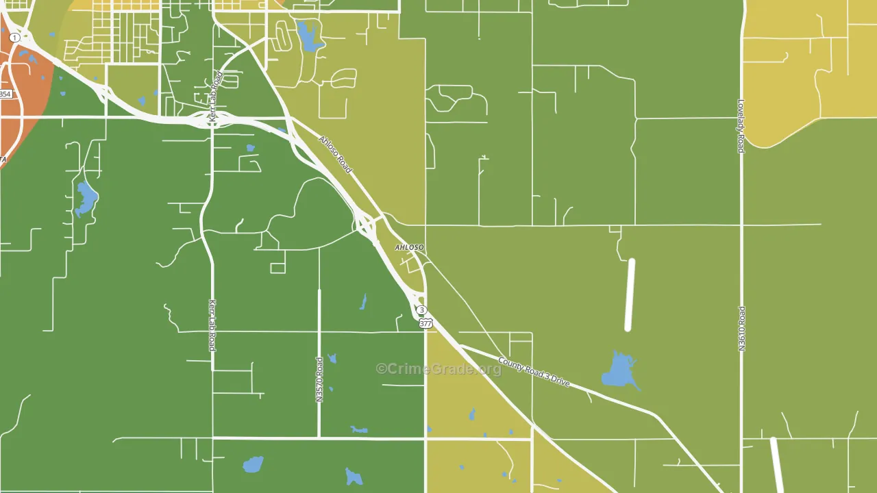 Ahloso, OK Map of Vehicle Theft Rates