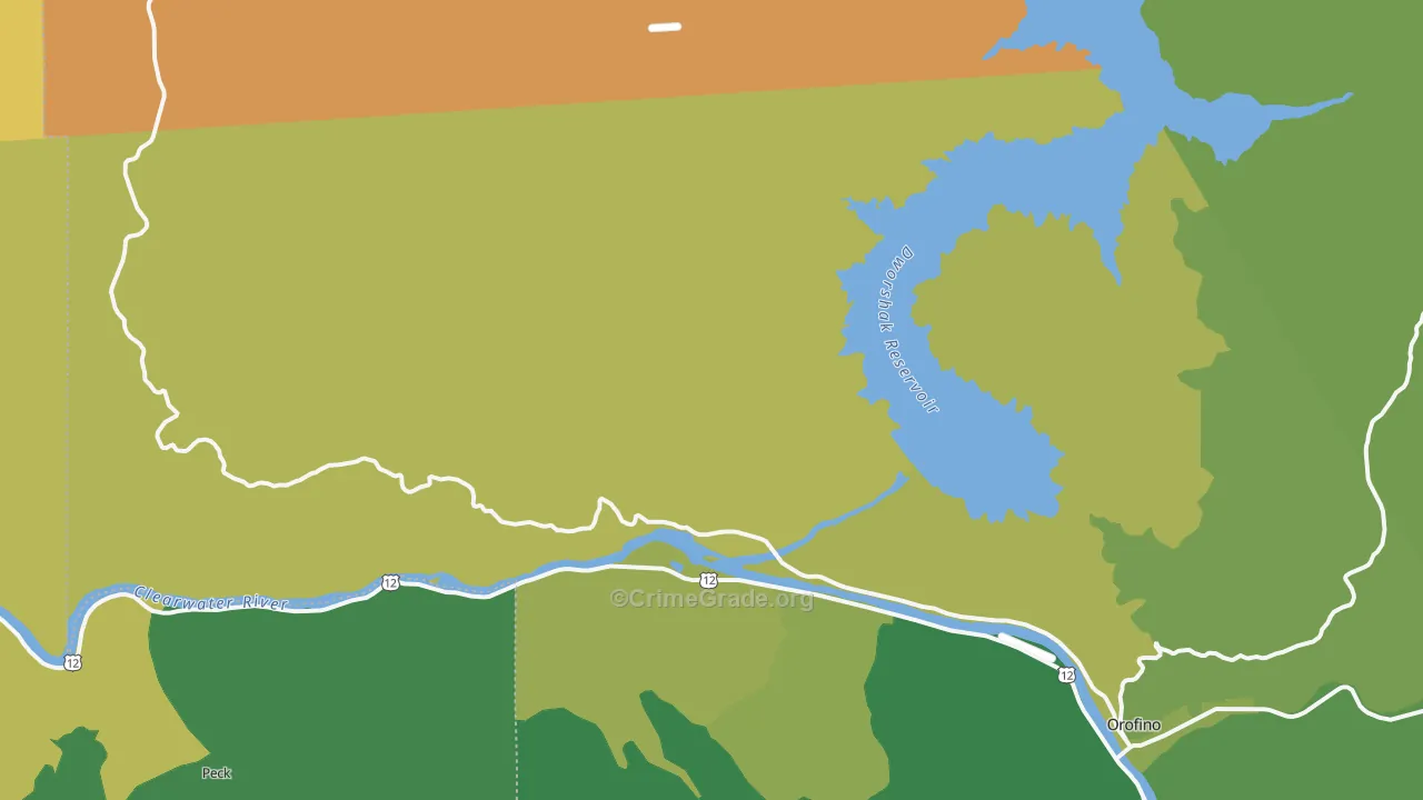 Ahsahka, ID Map of Vehicle Theft Rates