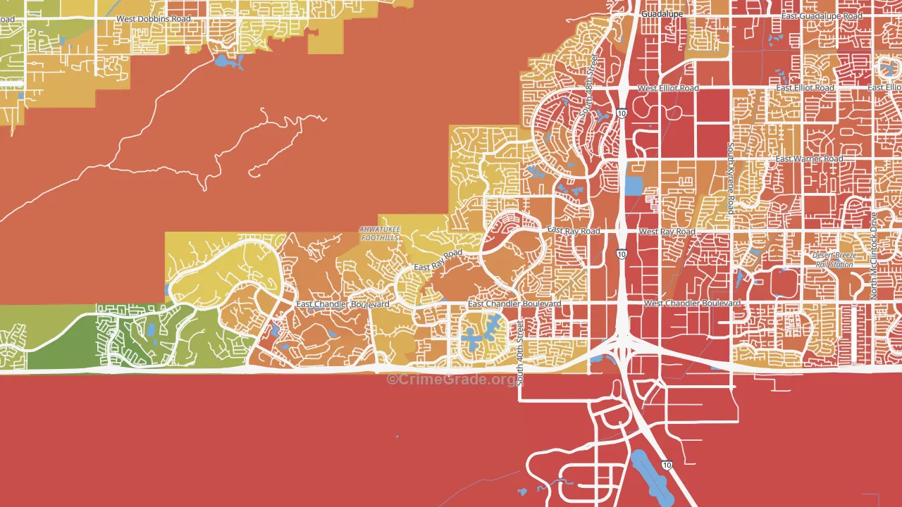 Ahwatukee, Phoenix, AZ Map of Vehicle Theft Rates