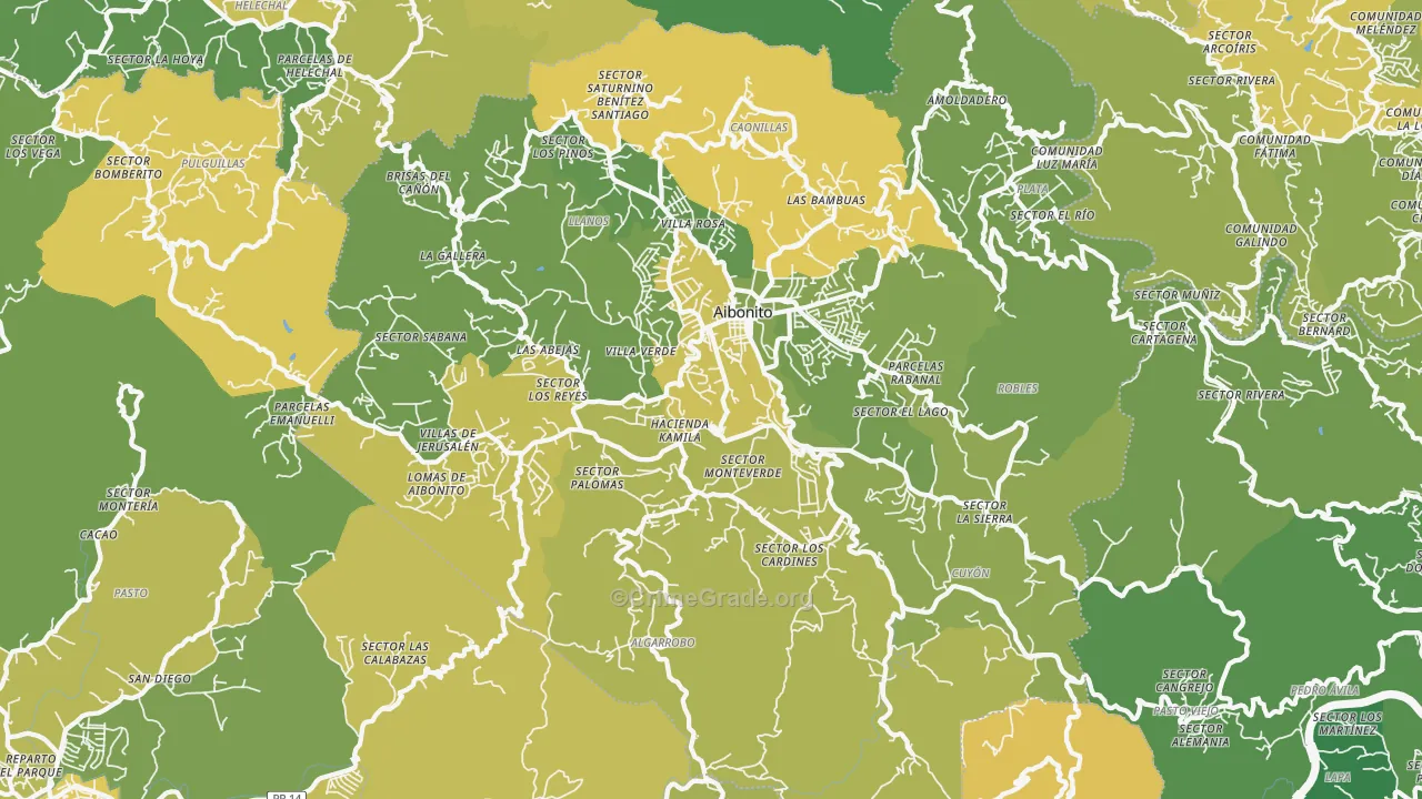 Aibonito, PR Map of Vehicle Theft Rates