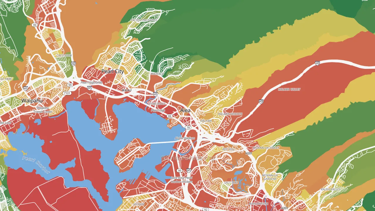 Aiea, HI Map of Vehicle Theft Rates