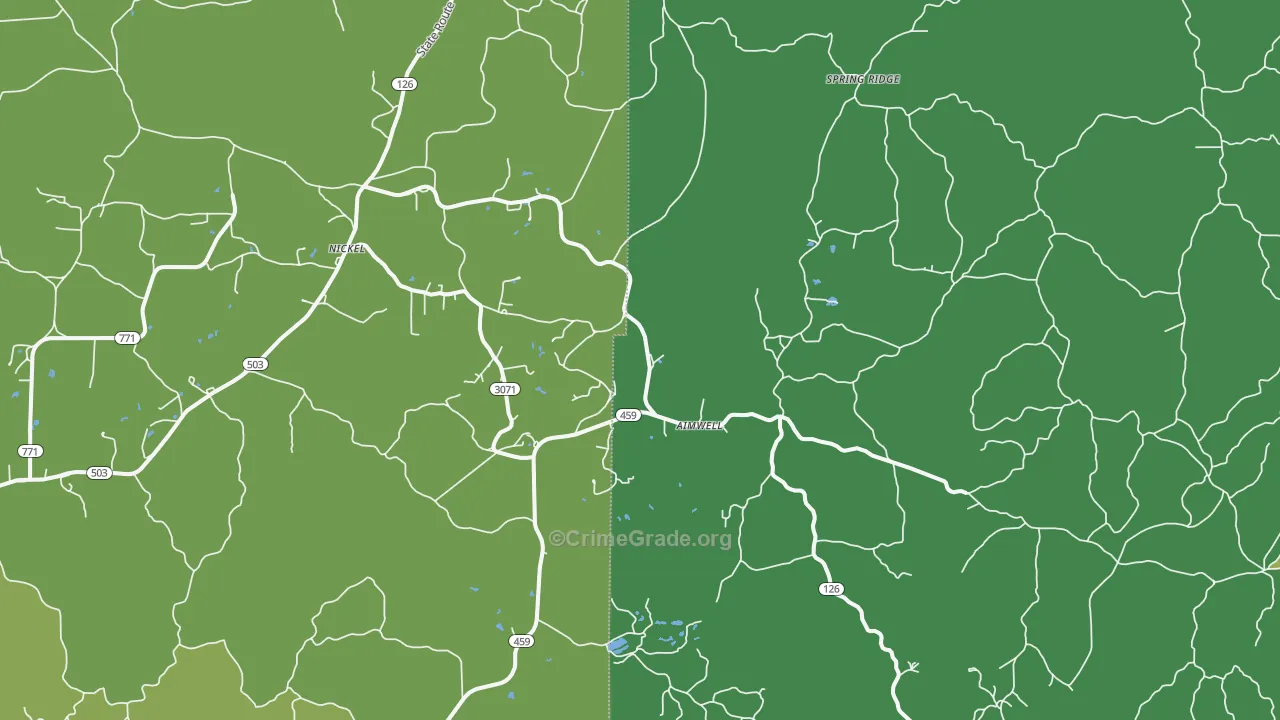 Aimwell, LA Map of Vehicle Theft Rates