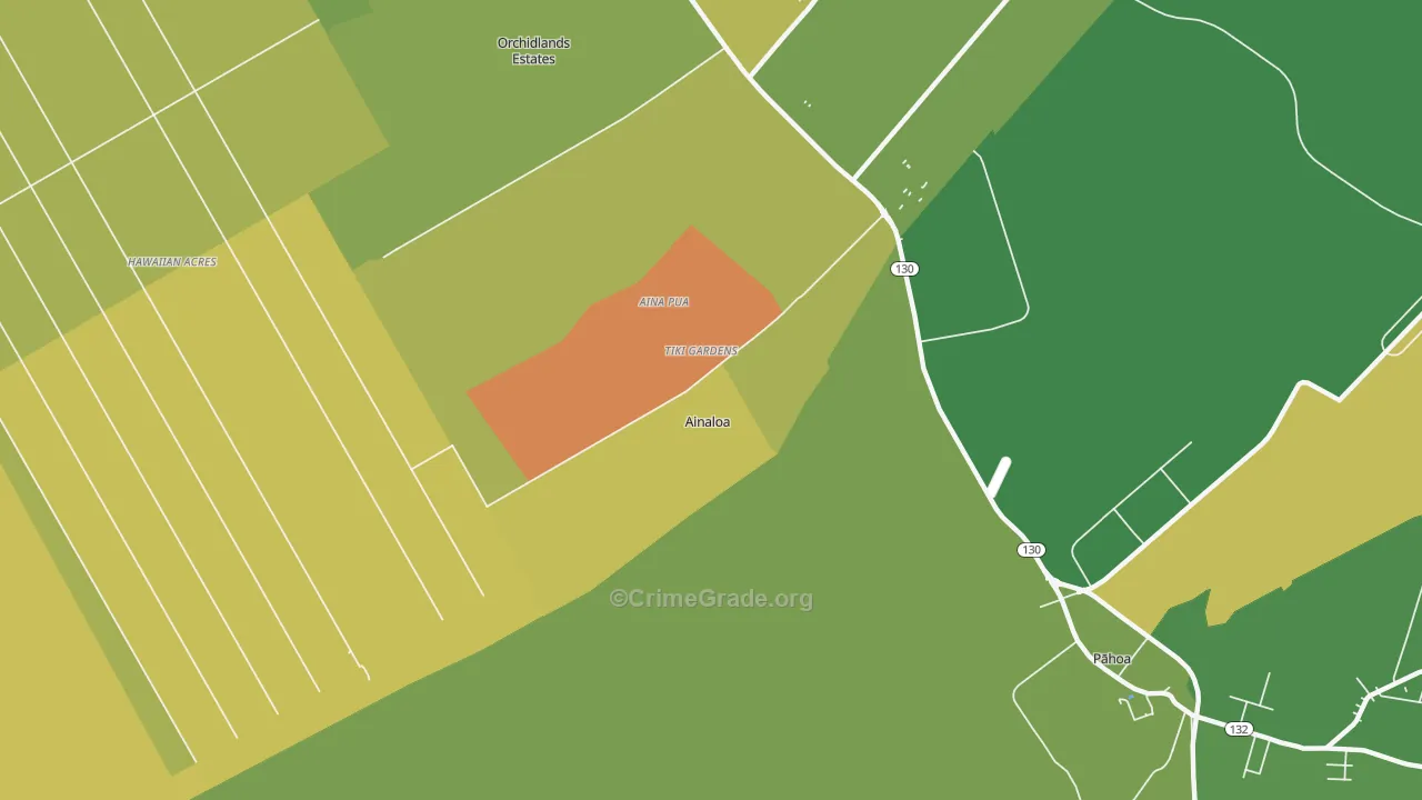 Ainaloa, HI Map of Vehicle Theft Rates