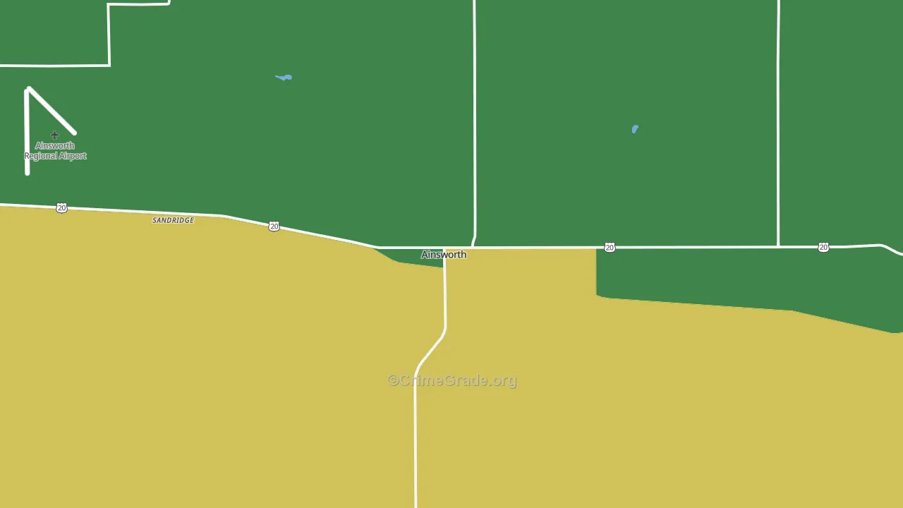 Ainsworth, NE Map of Vehicle Theft Rates