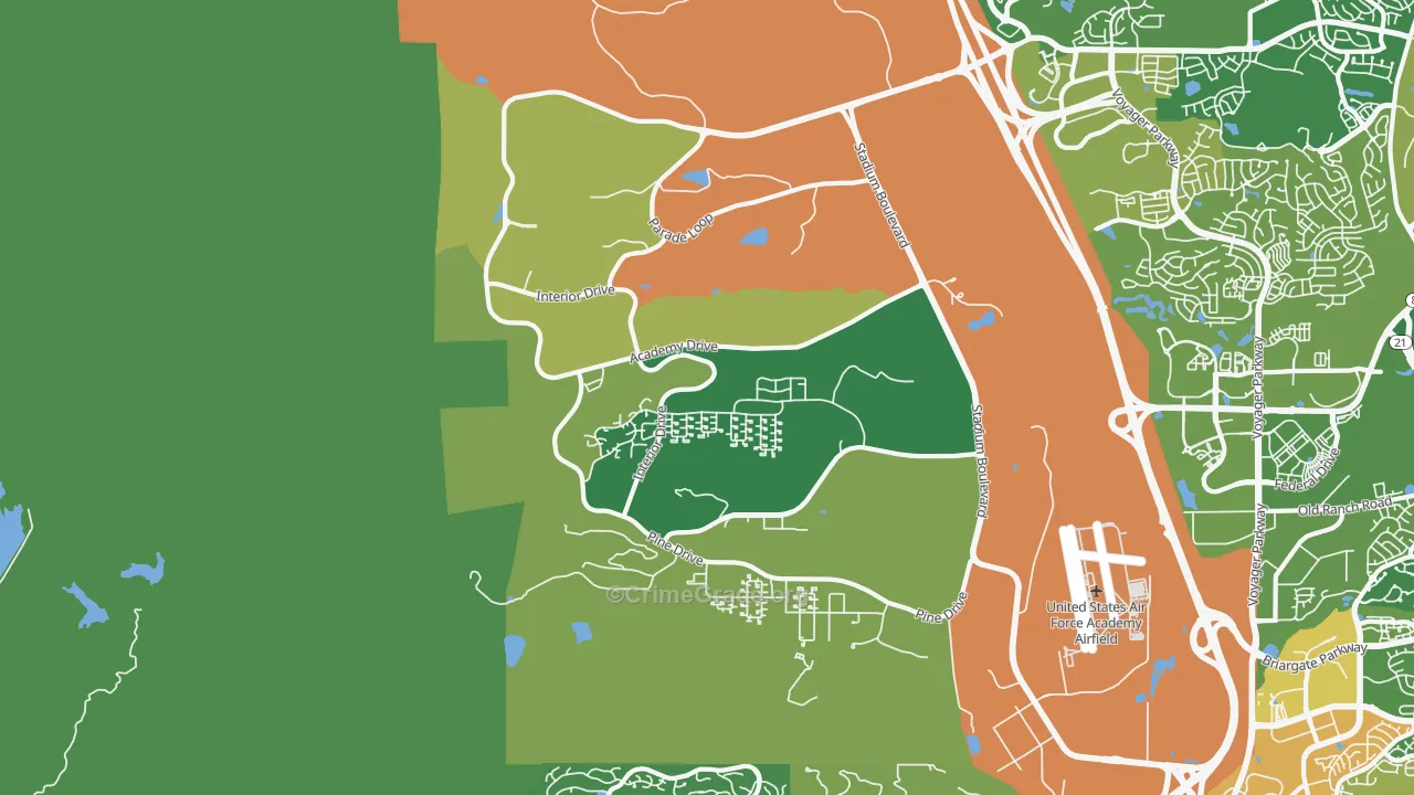 Air Force Academy, CO Map of Vehicle Theft Rates